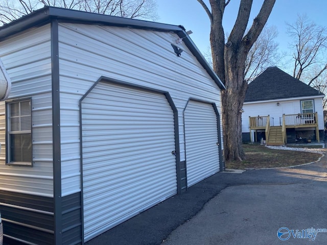 view of detached garage