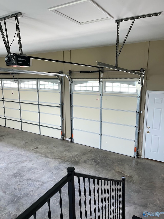 garage with a garage door opener