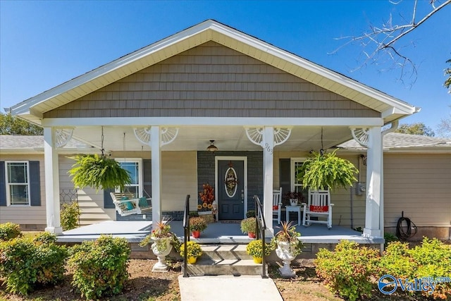 view of front of property featuring covered porch