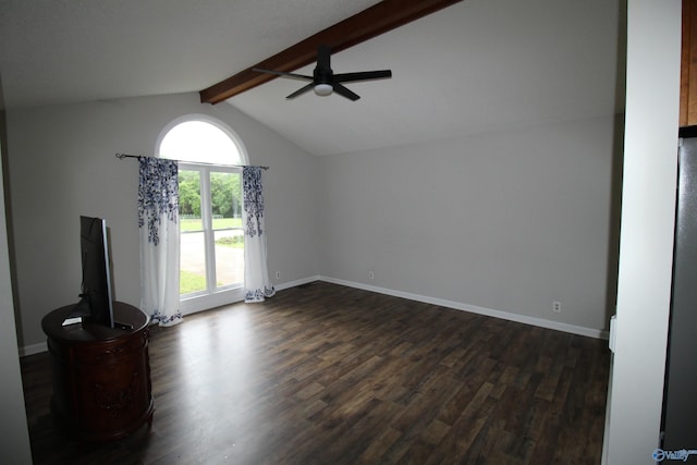 115 Kathleen Dr, Hazel Green, AL 35750 - unfurnished living room with a ceiling fan, dark wood finished floors, and baseboards