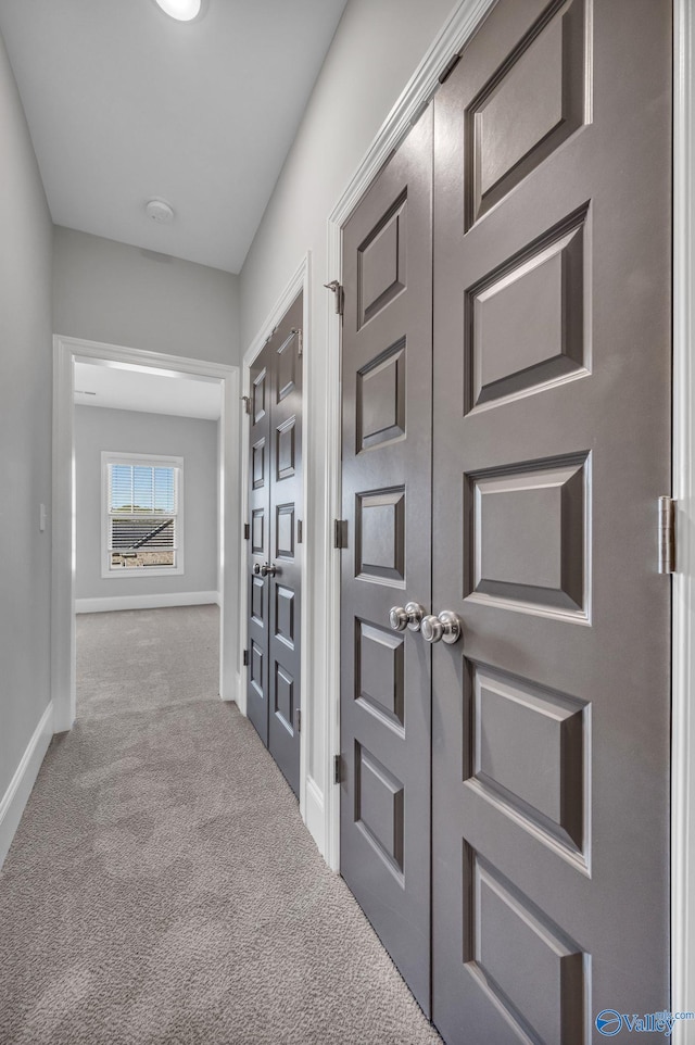 corridor featuring carpet flooring