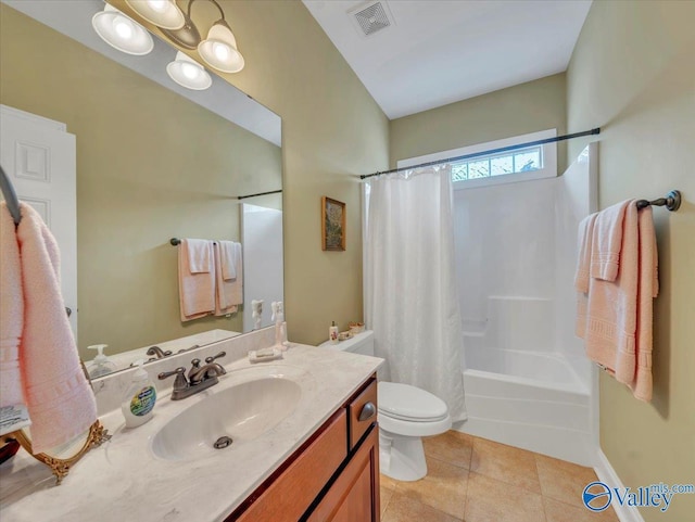 7515 Park Trace Ln SE, Owens Cross Roads, AL 35763 - full bath with vanity, shower / bath combination with curtain, and tile patterned flooring
