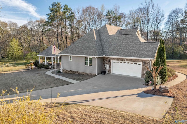 3602 Beason Cove Rd, Steele, AL 35987 - view of front of house featuring concrete driveway, a gazebo, a shingled roof, and an attached garage
