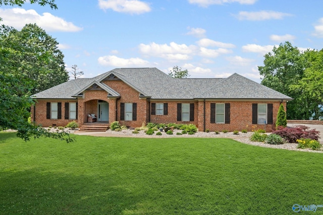 139 Summit Pt, Guntersville, AL 35976 - ranch-style home with a front yard, brick siding, and a shingled roof