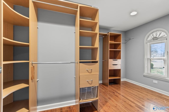 spacious closet with wood finished floors