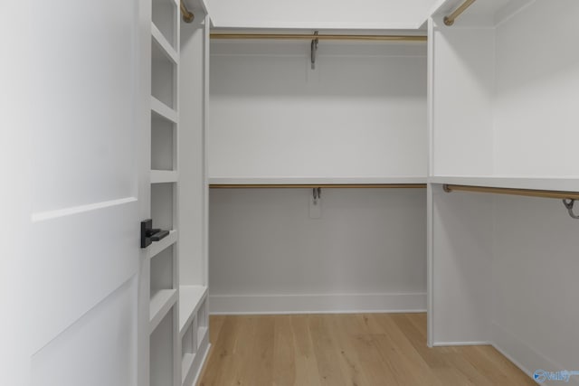 spacious closet featuring light hardwood / wood-style floors