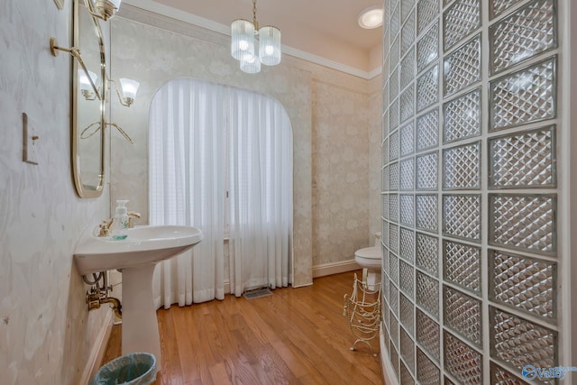 bathroom with hardwood / wood-style floors and toilet