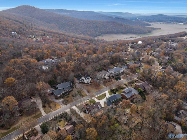 birds eye view of property with a mountain view