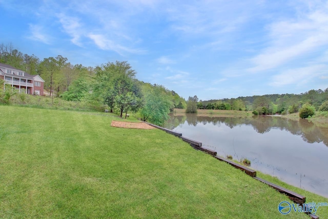 view of water feature with a wooded view
