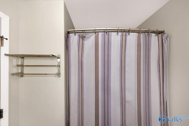 bathroom featuring a shower with shower curtain