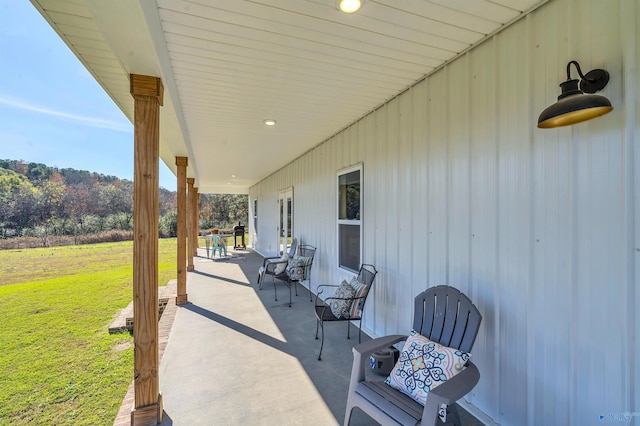 view of patio featuring covered porch