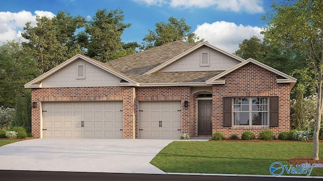 22438 Westminster Dr, Athens, AL 35613 - traditional-style home featuring brick siding, a garage, concrete driveway, a front lawn, and roof with shingles