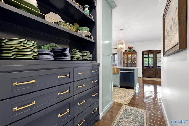 1176 N Lake Forest Dr, Southside, AL 35907 - walk in closet with an inviting chandelier and dark wood-type flooring