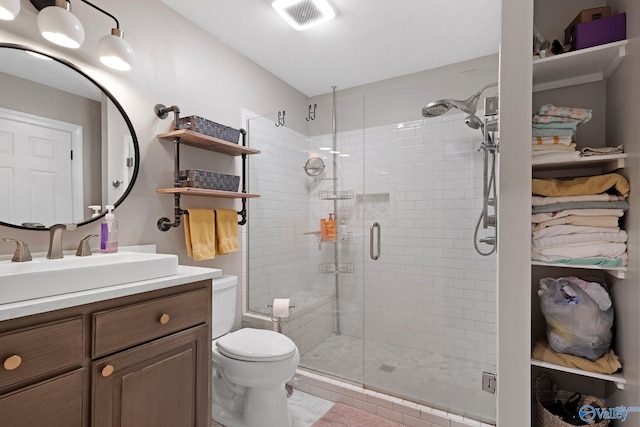 1176 N Lake Forest Dr, Southside, AL 35907 - full bath featuring a shower stall, toilet, vanity, and visible vents
