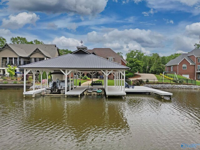 1176 N Lake Forest Dr, Southside, AL 35907 - view of dock with fence, boat lift, and a water view