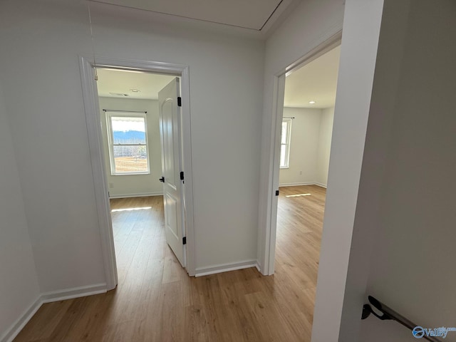 hallway featuring light wood-type flooring