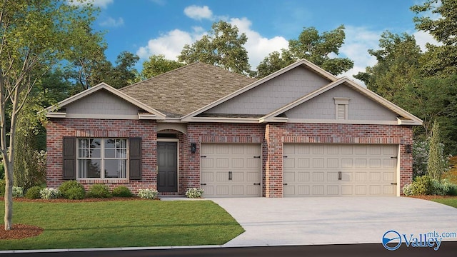 view of front of property with a garage and a front yard