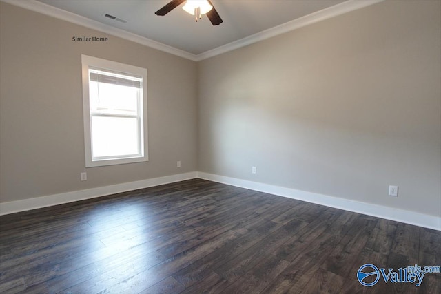 MCKINLEY-A1 Capshaw Rd, Athens, AL 35613 - unfurnished room featuring crown molding, a ceiling fan, dark wood-style floors, and baseboards