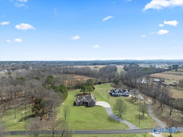 aerial view with a rural view