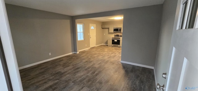 unfurnished living room with dark hardwood / wood-style floors