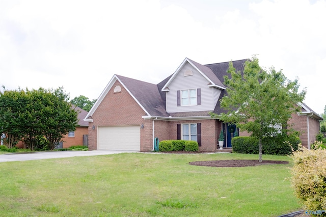 1508 Berrivine Dr, Hartselle, AL 35640 - traditional-style home with brick siding, concrete driveway, a front lawn, a garage, and a shingled roof
