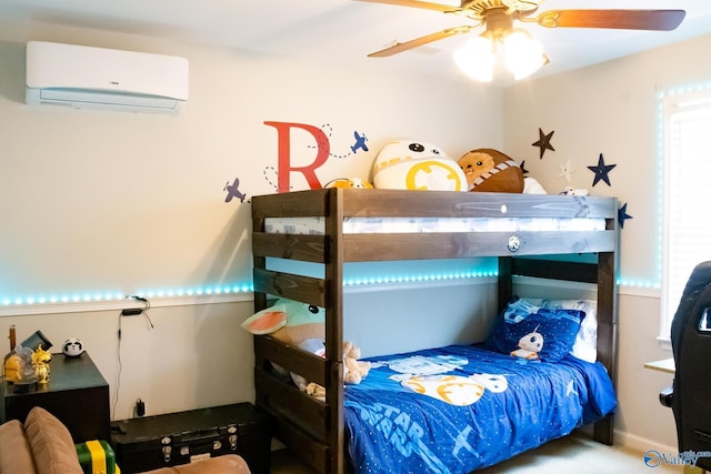 1508 Berrivine Dr, Hartselle, AL 35640 - carpeted bedroom with a wall mounted air conditioner and a ceiling fan