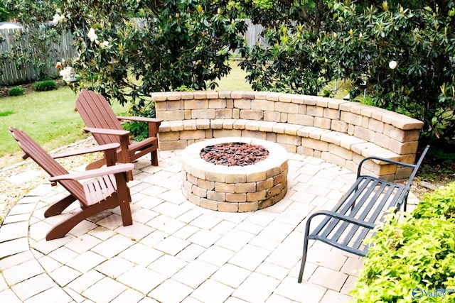 1508 Berrivine Dr, Hartselle, AL 35640 - view of patio featuring a fire pit