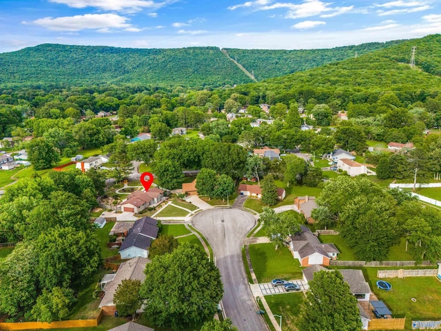 2009 Rangewood Cir, Huntsville, AL 35803 - aerial view of property and surrounding area with a forest, nearby suburban area, and mountains