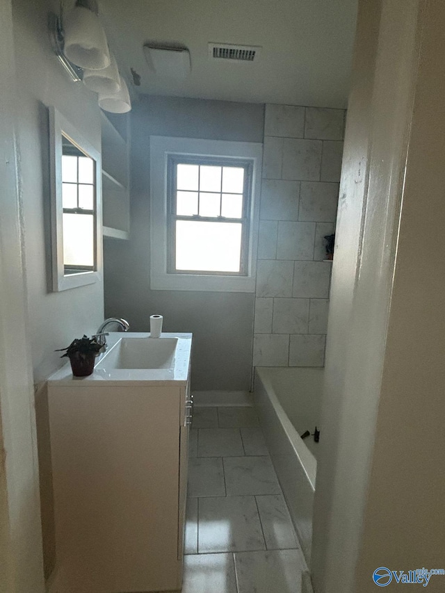 full bathroom with visible vents and vanity