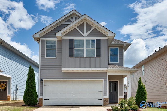 6032 Barringer Ct, Huntsville, AL 35806 - craftsman inspired home featuring board and batten siding, a garage, and concrete driveway