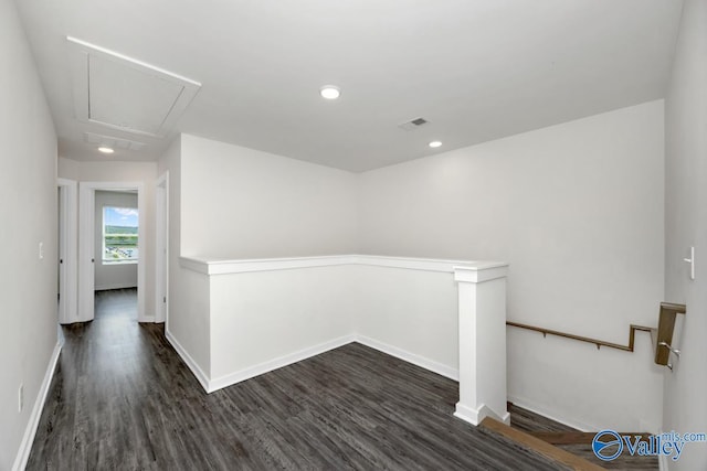 6032 Barringer Ct, Huntsville, AL 35806 - interior space with baseboards, recessed lighting, an upstairs landing, attic access, and wood finished floors