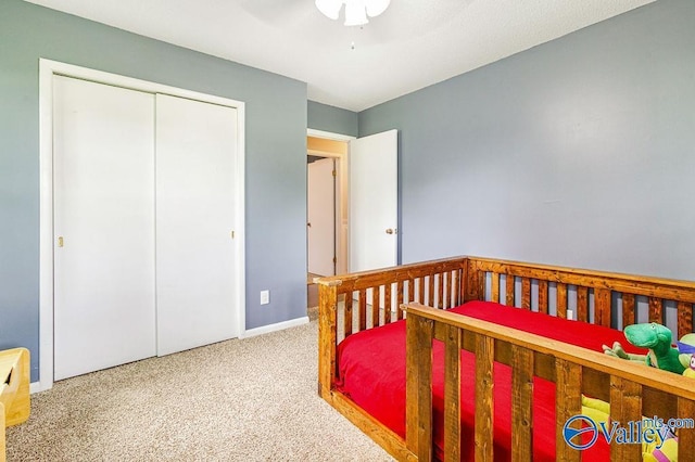 3392 Williams St, Hokes Bluff, AL 35903 - bedroom with carpet floors, a closet, and ceiling fan