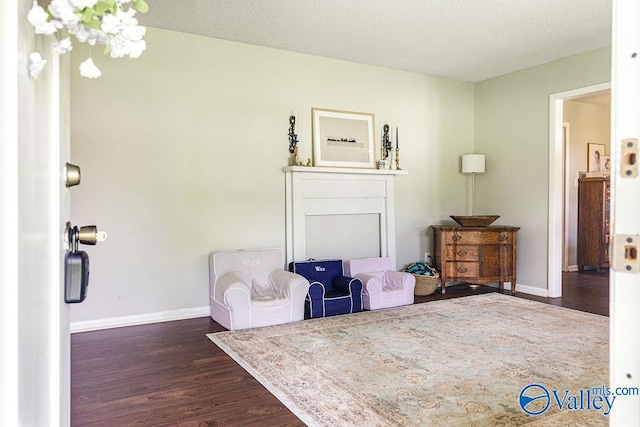 3392 Williams St, Hokes Bluff, AL 35903 - sitting room featuring dark wood-type flooring and a textured ceiling