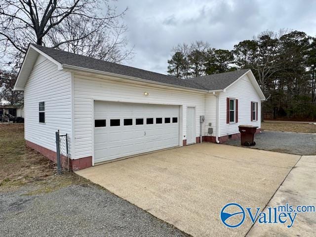 exterior space featuring a garage