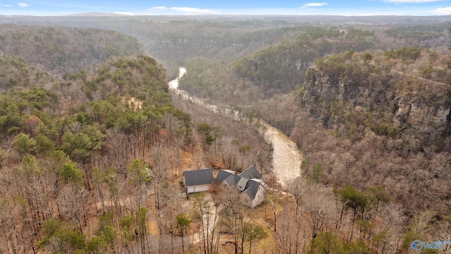 aerial view with a mountain view