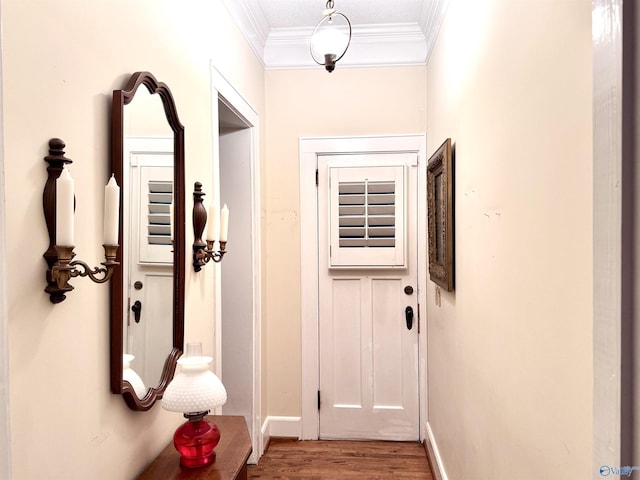 102 Jackson St, Albertville, AL 35950 - entryway featuring ornamental molding, wood finished floors, and baseboards