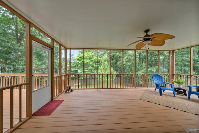 2010 Burlington Dr SE, Huntsville, AL 35803 - unfurnished sunroom with a ceiling fan and plenty of natural light