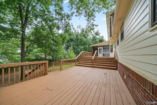 2010 Burlington Dr SE, Huntsville, AL 35803 - wooden terrace featuring view of wooded area