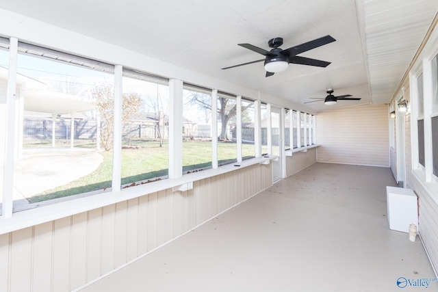 view of unfurnished sunroom