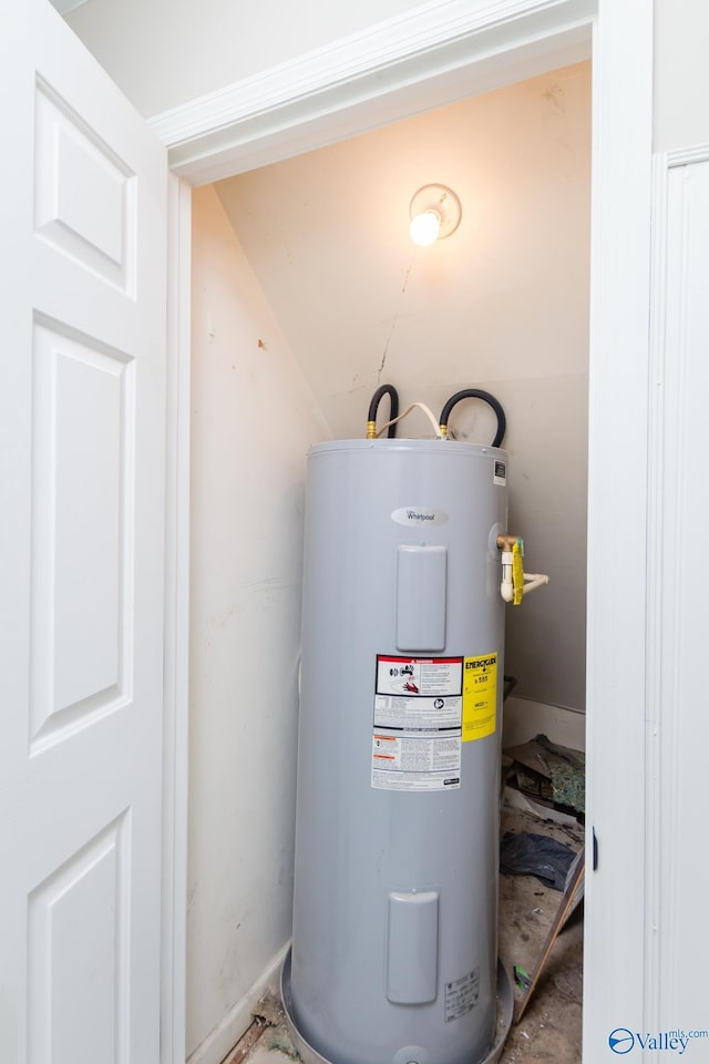 utility room featuring water heater