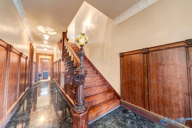 stairway with ornamental molding