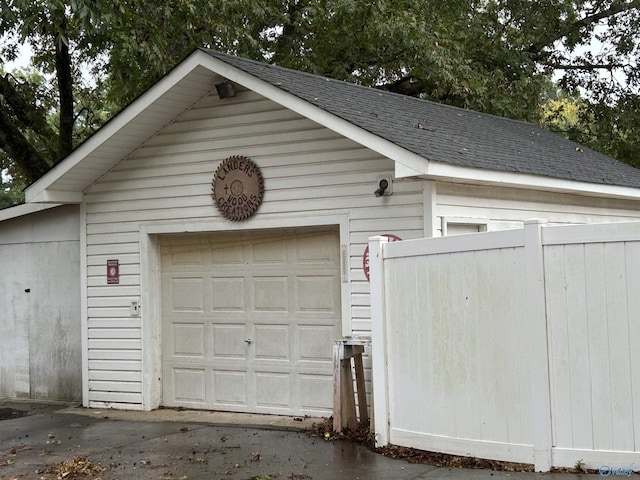 view of detached garage