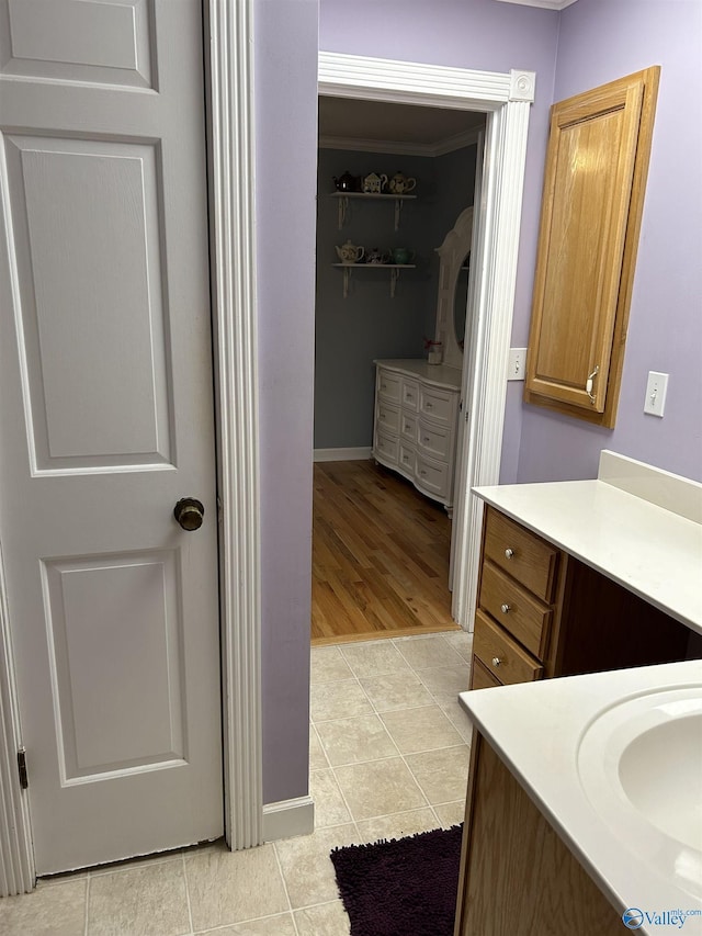 bathroom featuring vanity and tile patterned floors