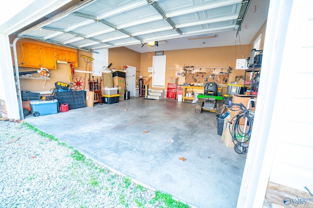 garage with a garage door opener