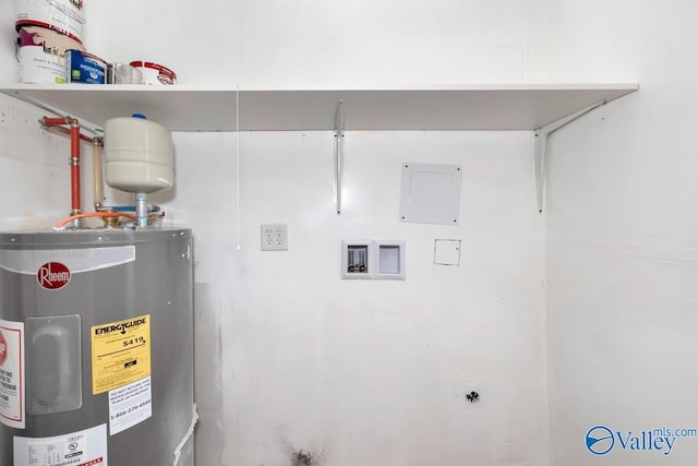 utility room with water heater