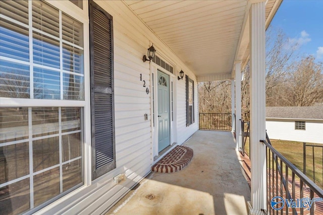 view of patio featuring a porch