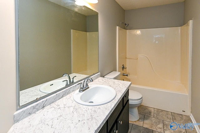 full bathroom featuring vanity, toilet, and shower / bath combination