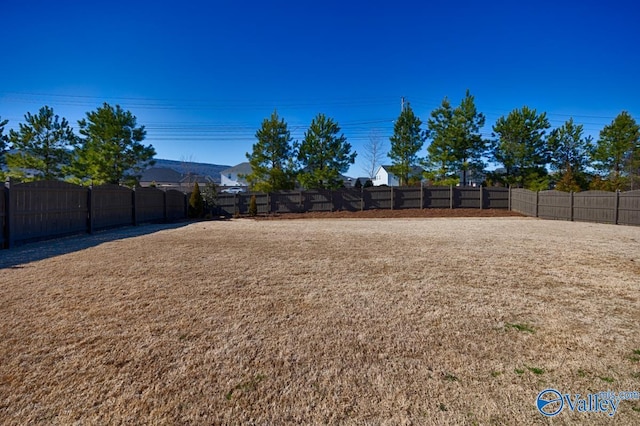 view of yard featuring a fenced backyard