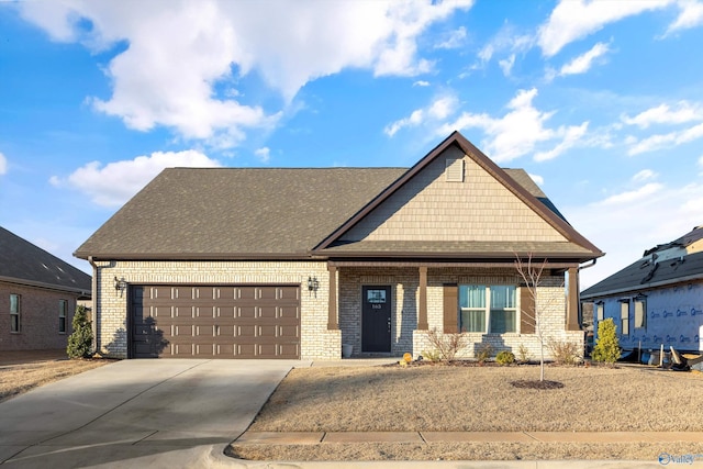 craftsman inspired home featuring a garage