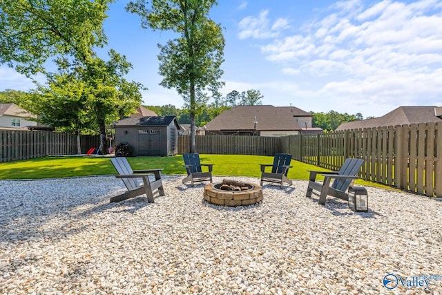3015 Peevey Creek Ln, Owens Cross Roads, AL 35763 - view of yard with an outdoor fire pit, a playground, a residential view, and a patio area